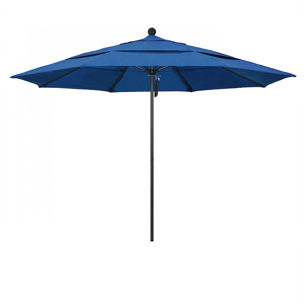 California Umbrella 11' Black Aluminum Market Patio Umbrella, Sunbrella Regatta 194061333471 - main